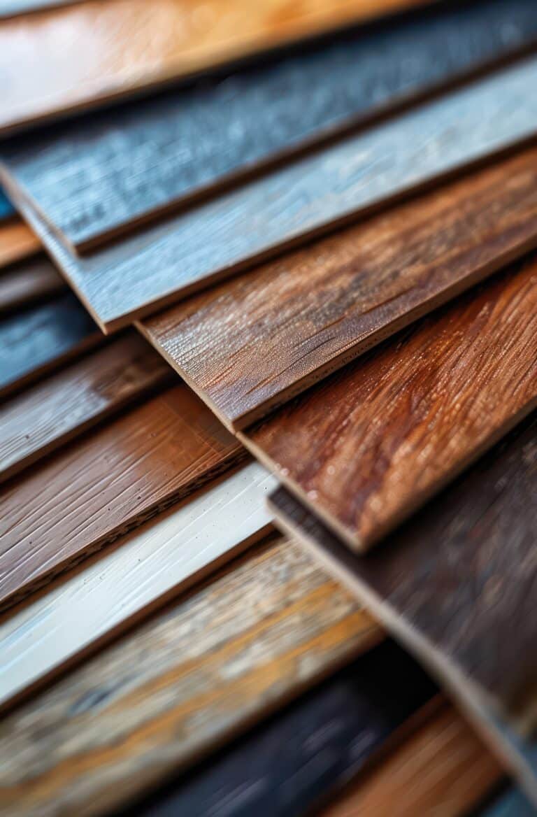 Close-up of a collection of paint color swatches, with shallow depth of field adding depth and dimension to the image.